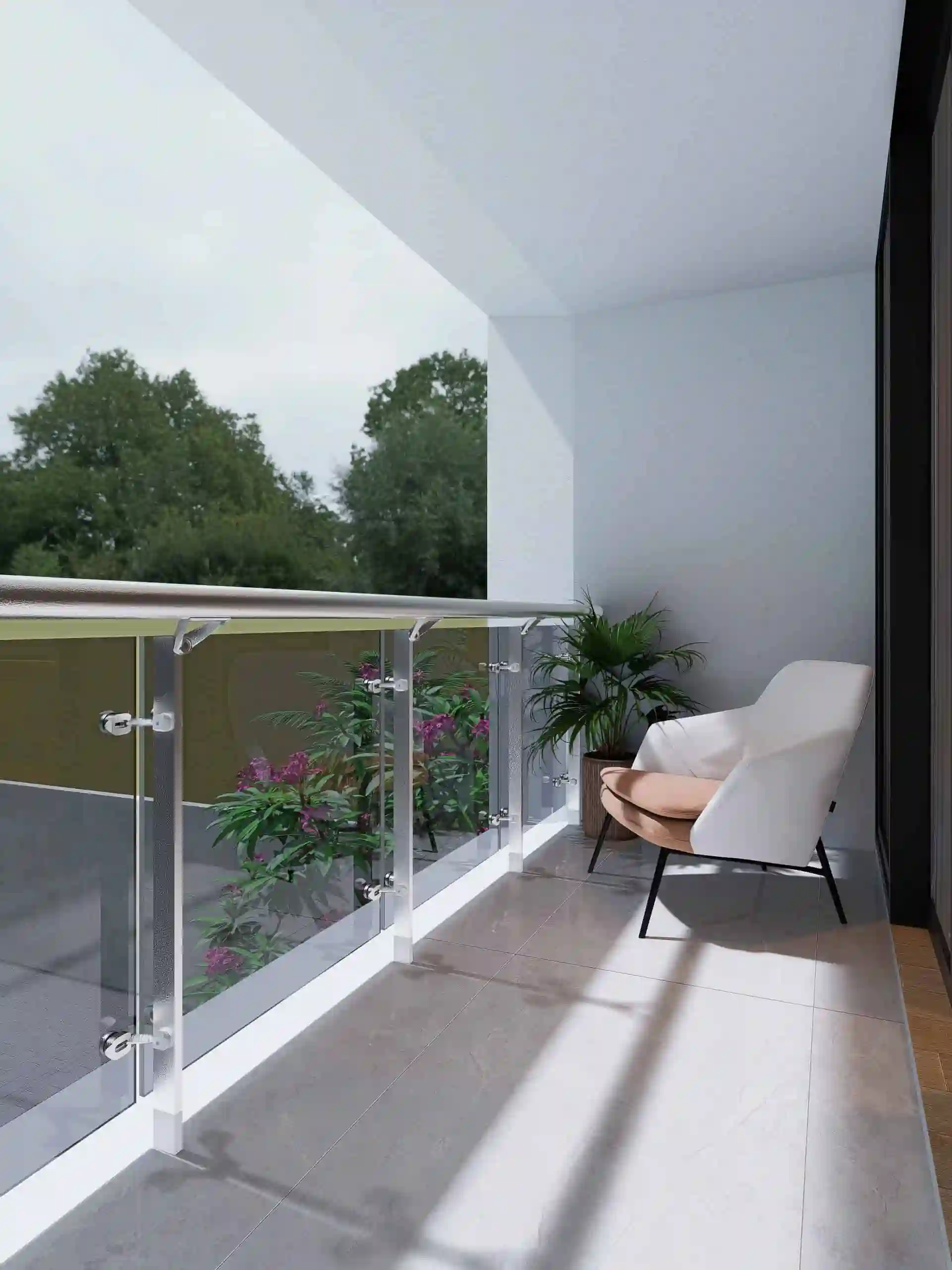 Tampilan depan hunian minimalis di lingkungan perkotaan